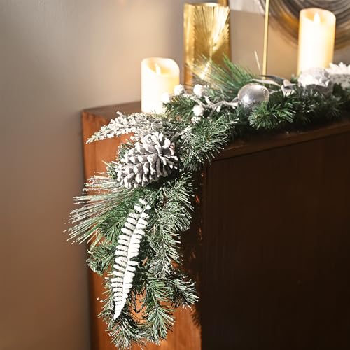 Valery Madelyn 9 Feet Pre-Lit Christmas Garland with Lights and Pinecones for Indoor Outdoor Holiday Decor