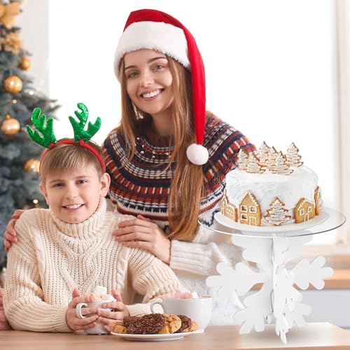 Whaline Snowflake Cake Stand 15.7in White Acrylic Dessert Display
