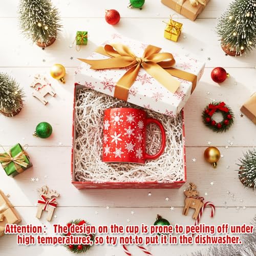 Sliner 2-Pack Red Christmas Snowflake Mugs - 11 oz Holiday Gift Set