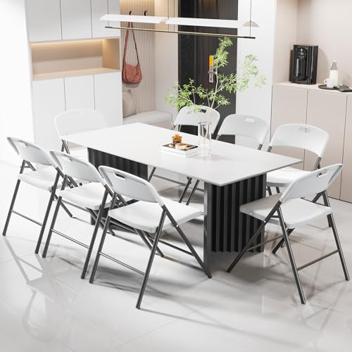 Heavy-Duty Folding Chairs, Portable White Plastic Seating (12 Pack)
