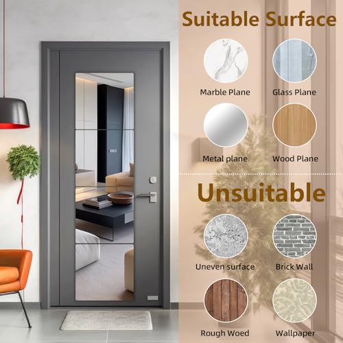 4-Pack 12-inch Acrylic Mirror Tiles, Self-Adhesive Shatterproof Wall Decor