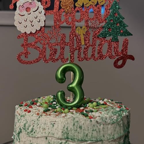 Green Number 3 Birthday Candle, 2.36 Inch Smokeless Cake Topper