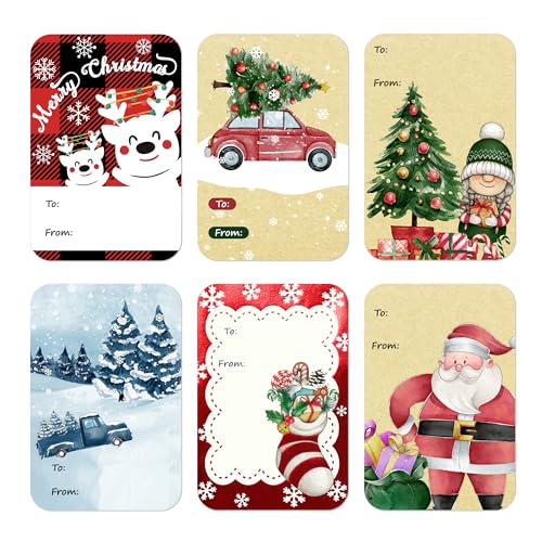 120 PCS 8 Designs Self Adhesive Christmas Gift to from Stickers