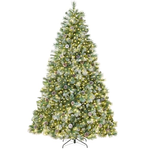 7.5ft Pre-Lit Frosted Scotch Pine Artificial Christmas Tree w/ LED Lights