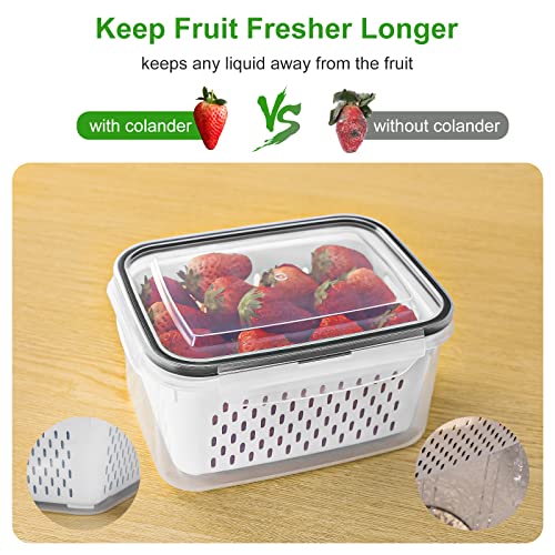 Freshmage 5 pcs Large Fruit Storage Containers with Colanders, Food Organizer, Fridge Bins, Variant wu