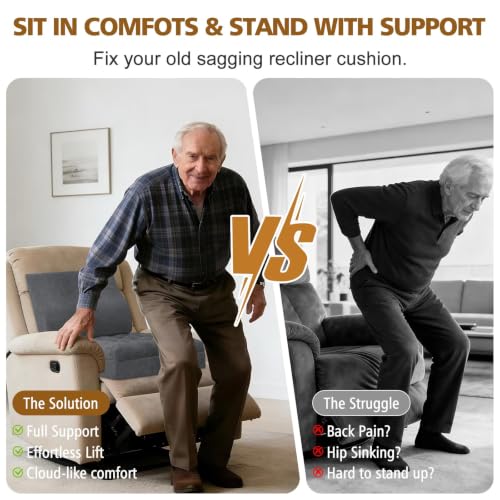 Extra Thick Recliner Seat Cushion with Detachable Lumbar Support Pillow