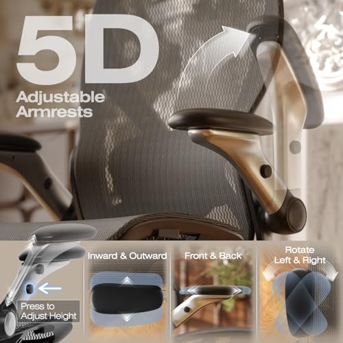 ELABEST Midnight Mist Ergonomic Mesh Office Chair with Footrest & 5D Flip-Up Arms - Big & Tall Home/Office Chair