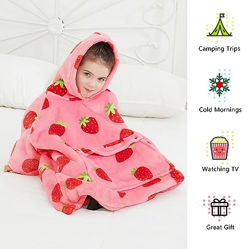 Kids Wearable Blanket Hoodie, Oversized Sherpa Sweatshirt for Toddlers 2-6