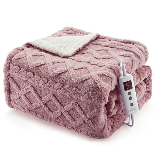 Heated Throw Blanket, Tufted Sherpa Electric Blanket 50"x60" Dusty Pink