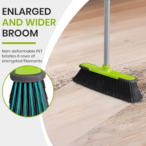 Green Indoor & Outdoor Floor Broom - 54" Adjustable Handle, 13" Wide