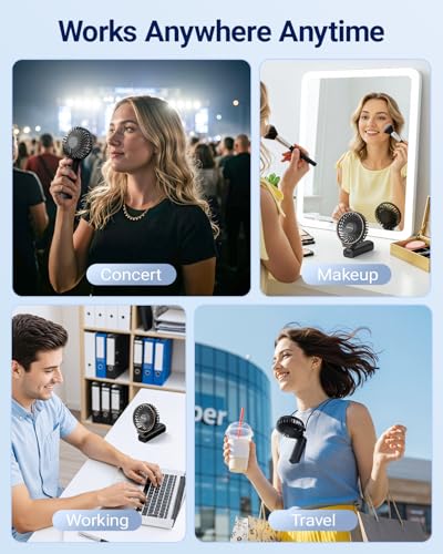 SWEETFULL Handheld Portable Fan, 5000mAh Rechargeable Mini Fan with 6 Speeds
