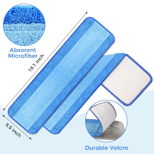 18-Inch Microfiber Mop Refill Pads - Washable Reusable Floor Pads (4-Pack)