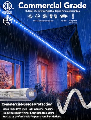 50ft Blue LED Rope Light, 576 LED Outdoor Waterproof Flexible Tube Lighting