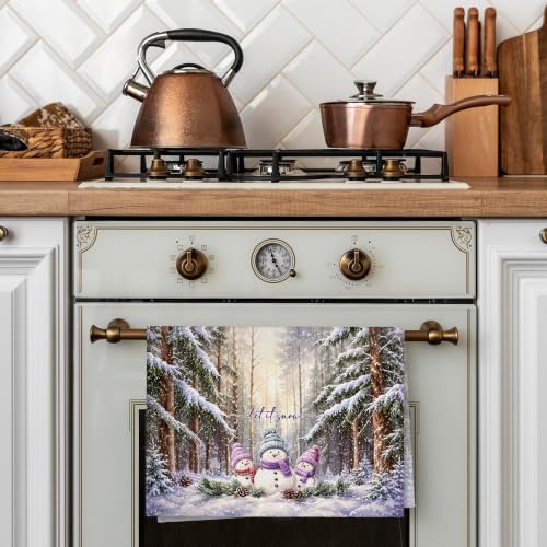 Snowman-2 Rustic Farmhouse Christmas Kitchen Towels 16x24in WAITPI