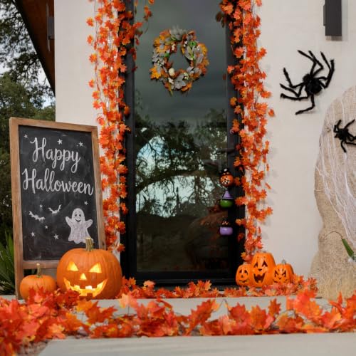 12 Pack Artificial Fall Maple Leaf Garland - 7ft Hanging Autumn Vines