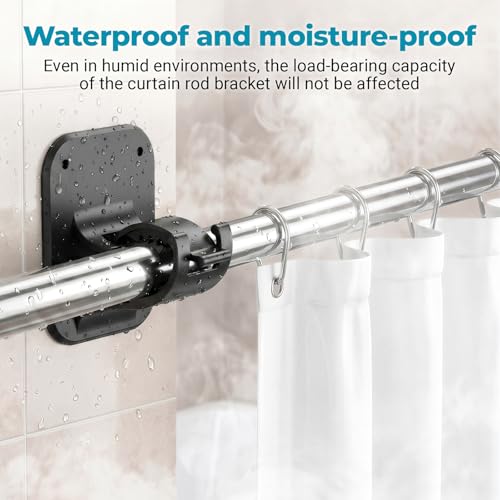 No-Drill Curtain Rod Brackets - 4 Pack Self-Adhesive Wall Holders
