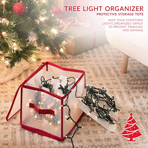 Simplify 500 Lights Red Christmas Light Organizer Box with 5 Dividers