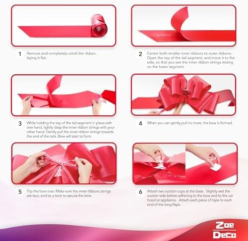 Zoe Deco - Giant Red Car Bow - 23 Inch | Perfect for Birthdays, Christmas, Weddings & Surprises