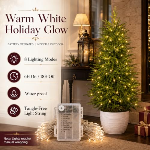 4FT Artificial Norfolk Pine Christmas Tree with Lights - Prelit Holiday Decor