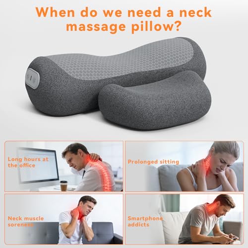 3-in-1 Cordless Ergonomic Neck Support Pillow with Heat & Vibration