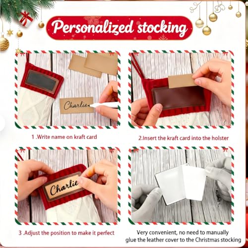 Personalized 18-Inch Christmas Stockings with Leather Patch - Green
