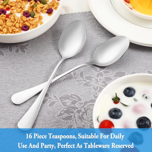Stainless Steel Teaspoon Set, 16-Piece 6.7" Mirror Finish Spoons