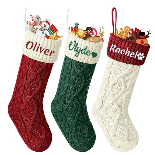 Personalized Christmas Stockings with Leather Nameplate - 18-Inch Knit