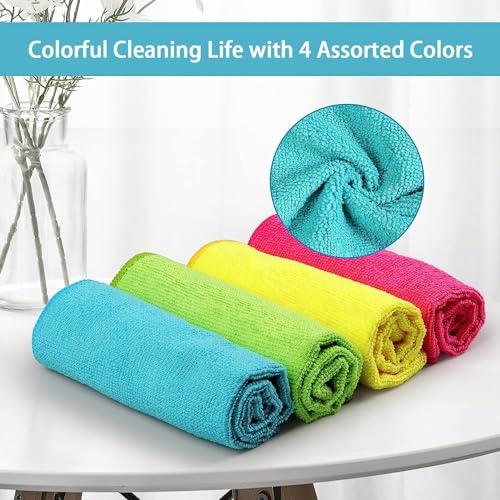 HOMEXCEL 12-Pack Microfiber Cleaning Cloths 11.5x11.5in Lint-Free Towels