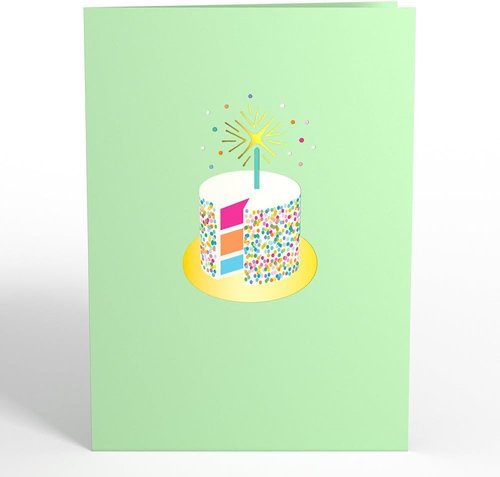 Lovepop 3D Happy Birthday Pop-Up Card - Colorful Sprinkles Cake Design | 5" x 7" Blank Notecard & Envelope Included
