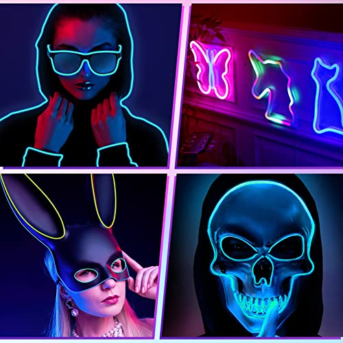 15 Pack EL Wire Neon Lights, 7ft Flexible Battery Powered LED Rope Lights
