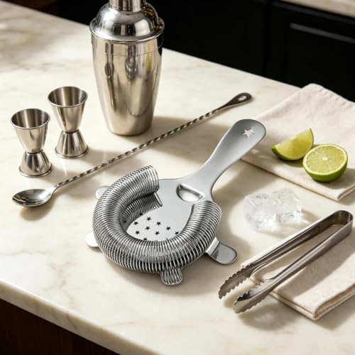 Homestia 6.5-Inch Silver Hawthorne Cocktail Strainer for Bartenders