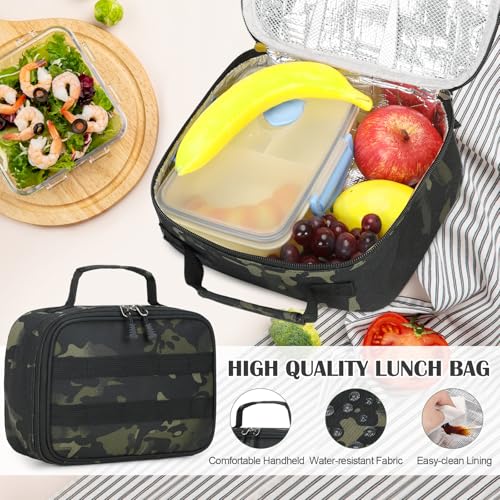3-Piece Camo Backpack Set for Boys with Lunch Bag and Pencil Case