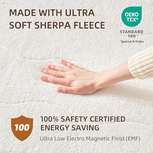 King Size Heated Mattress Pad - Multi-Zone Sherpa Fleece with 9 Heat Settings