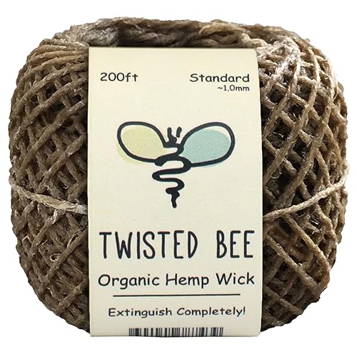 Organic Hemp Wick with Beeswax Coating - 200ft Standard Size