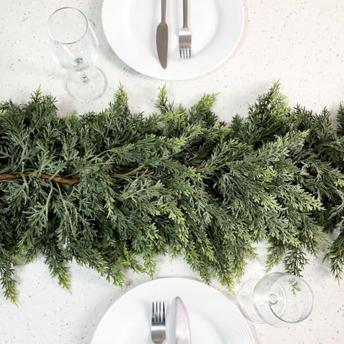 Waydress 9 ft Christmas Cedar Garland Mantel Decor - Realistic Artificial Greenery