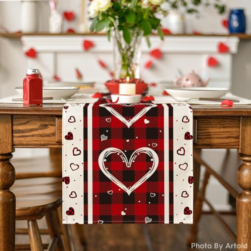 Artoid Mode Love Hearts Valentine's Table Runner 13x72 Inch Home Decor