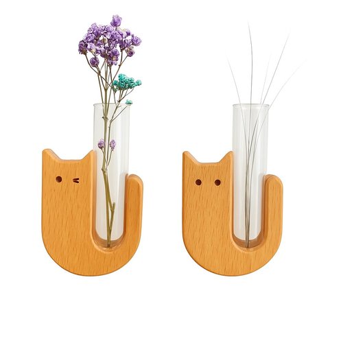 8pcs Cute Mini Magnetic Vase for Fridge-Decorative Flowers Magnets, Funny 3D Ceramic Refrigerator Magnets,vase Magnets for Fridge,Decoration for Home, Kitchen, Office, School, Locker (2pcs Cat)