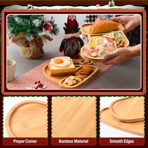 AWIZOM 2 Pcs Christmas Stocking & Santa Hat Wood Serving Trays, Bamboo Charcuterie Boards