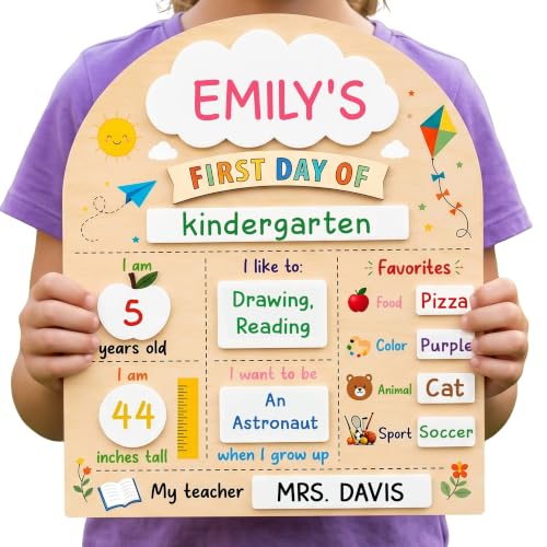 Reusable First and Last Day of School Sign - 12" x 10" Wooden Chalkboard