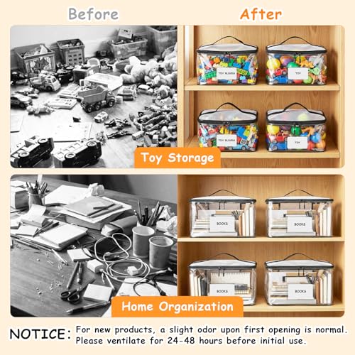 Extra Large Clear Toy Storage Bags with Zipper - 3 Pack Waterproof Organizer