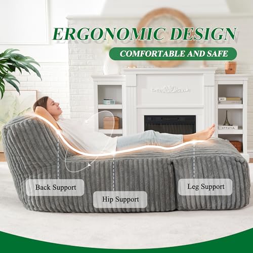 Oversized Bean Bag Chair Sofa for Adults - Ergonomic Floor Lounger