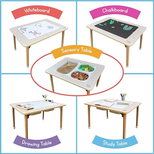 Foldable Sensory Activity Table for Toddlers with Storage Bins and Lid