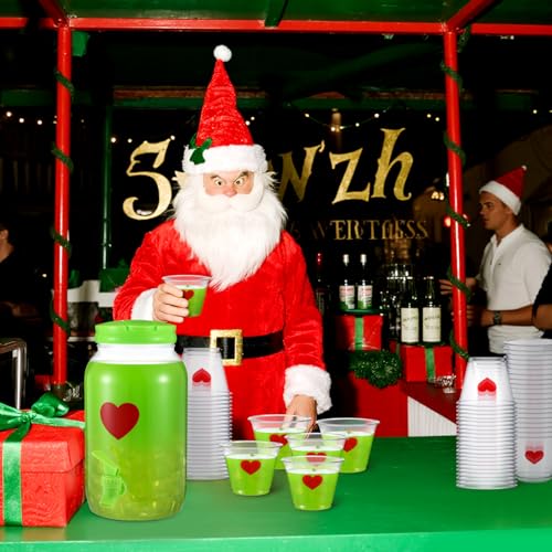 1 Gallon Christmas Punch Drink Dispenser Set with 25 Heart Print Cups