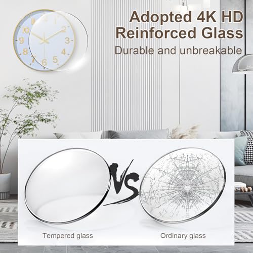 8-Inch Silent Gold Wall Clock, Non-Ticking Minimalist Analog Clock for Home