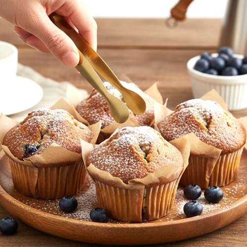 Gold Stainless Steel Ice Tongs - Small Serving & Cocktail Utensils, 8 Pack