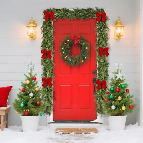 JoyofXmas Real Touch 9FT Green Garland - Realistic Bendable Artificial Christmas Garland