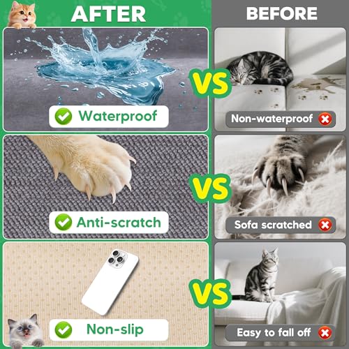 Waterproof Cat Scratch Proof Sofa Cover - 118"x71" Pet Protector