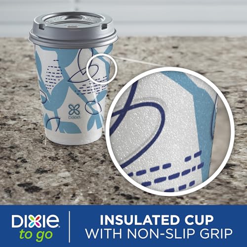 Dixie To Go Disposable Insulated Paper Coffee Cups 12 oz, 14 Count with Lids