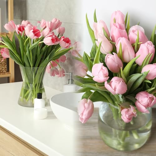 15 Pcs Real Touch PU Fake Tulips - Artificial Flowers for Home & Party Decor