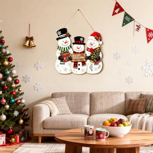 MUOUAKATE Snowman Christmas Wreath Holiday Decor Wall Hanging - Snowman